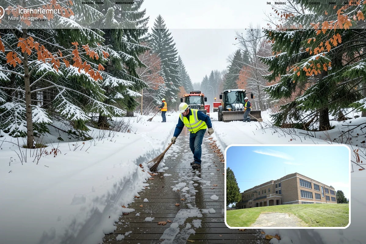 Industrial Facility Snow Plowing in Maple Valley, King County, WA - Wide yards and truck routes cleared with heavy equipment