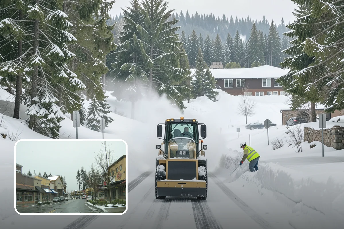 Industrial Facility Snow Plowing in Mill Creek, Snohomish County, WA - Wide yards and truck routes cleared with heavy equipment