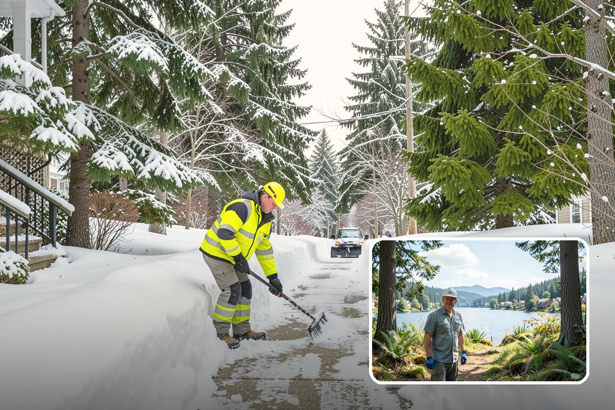 Industrial Facility Snow Plowing in Milton, King County, WA - Wide yards and truck routes cleared with heavy equipment