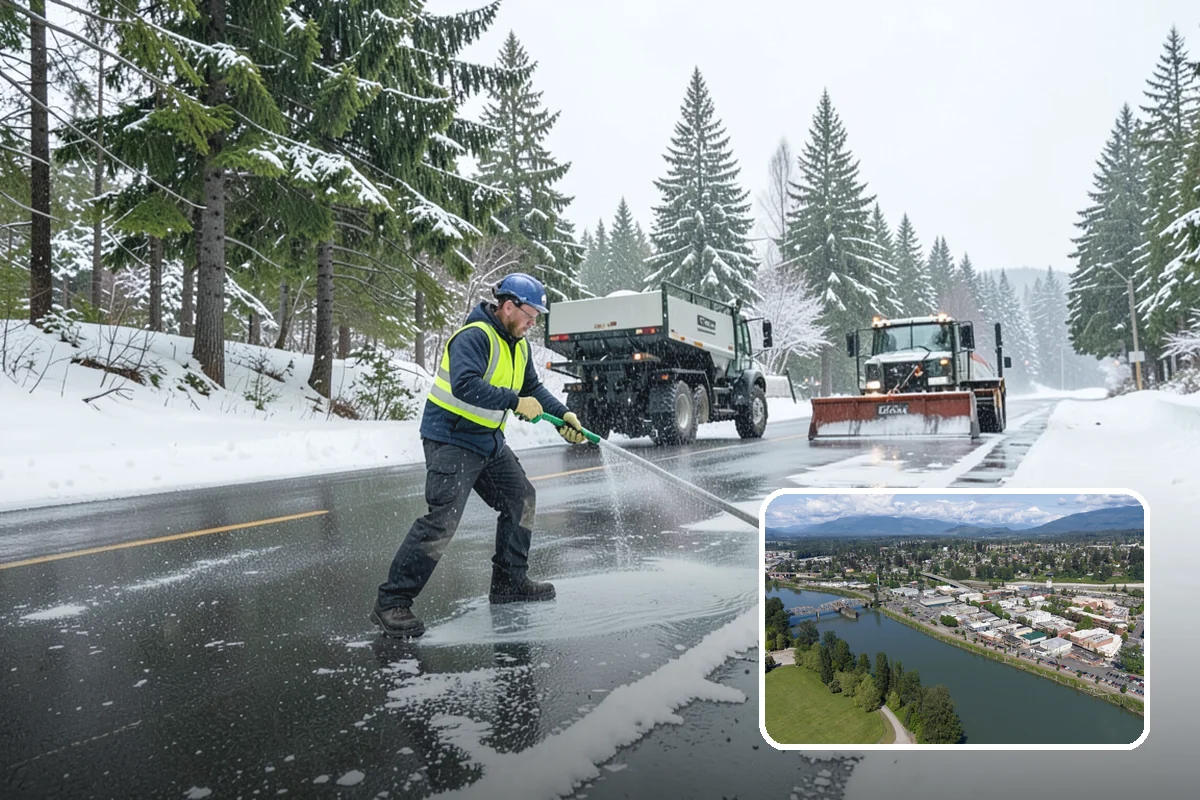 Industrial Facility Snow Plowing in Mount Vernon, Skagit County, WA - Wide yards and truck routes cleared with heavy equipment