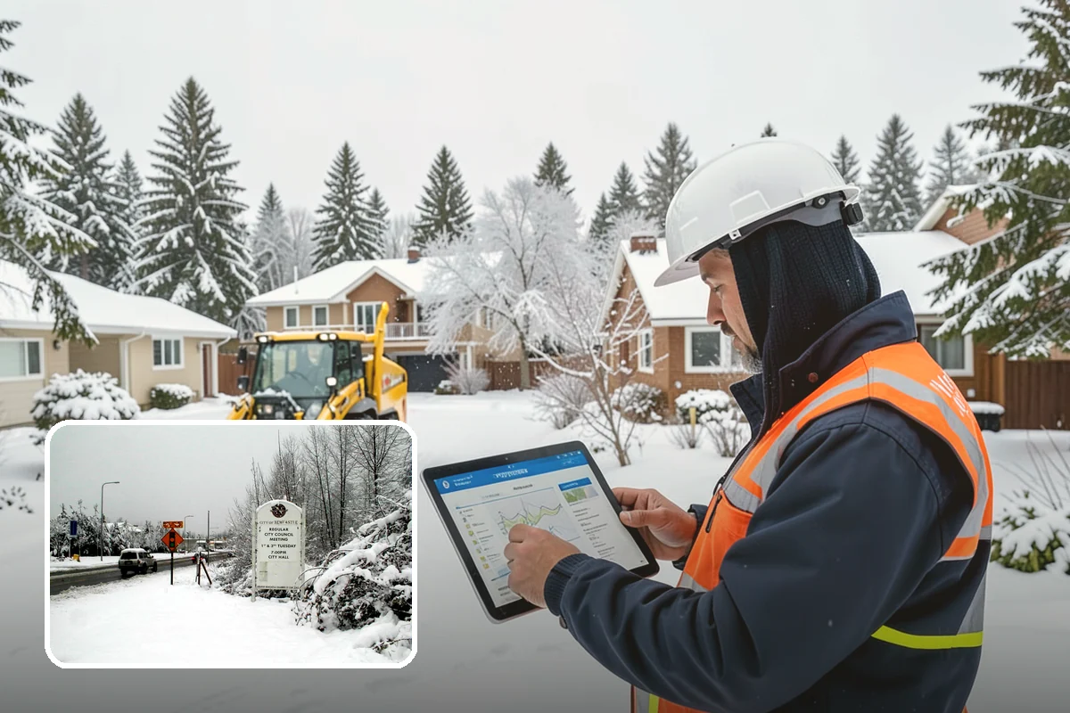 Industrial Facility Snow Plowing in Newcastle, King County, WA - Wide yards and truck routes cleared with heavy equipment