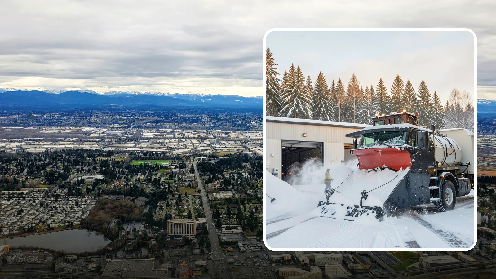 Industrial Facility Snow Plowing in SeaTac, King County, WA - We plow large industrial yards, truck routes, and gates so shift changes and freight keep moving through any storm.