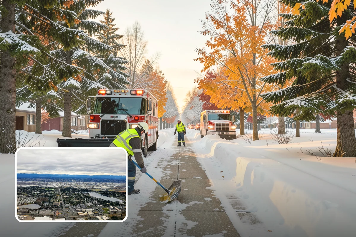 Industrial Facility Snow Plowing in SeaTac, King County, WA - Wide yards and truck routes cleared with heavy equipment