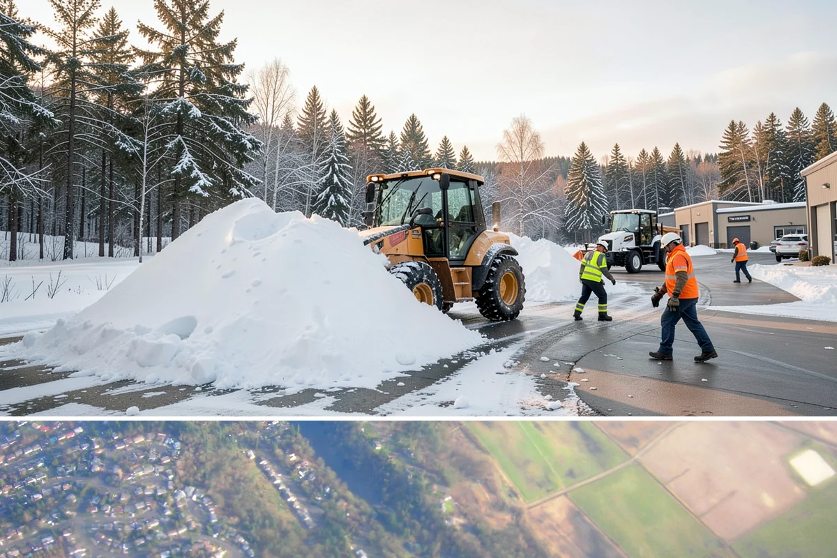 Industrial Snow Removal in Algona, King County, WA - Industrial sites should be covered from late November onward, when the first hard freeze can lock up large yards overnight.
