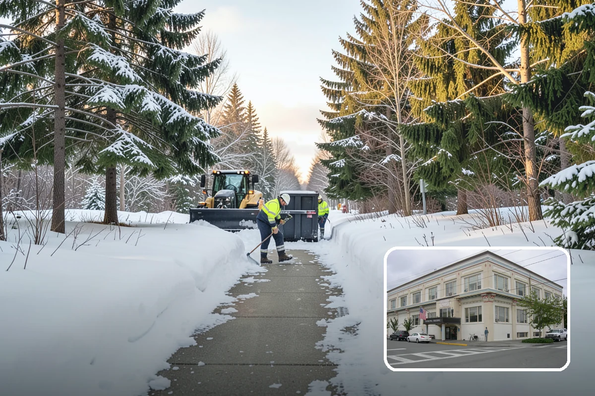 Industrial Snow Removal in Anacortes, Skagit County, WA - Clear truck lanes and yard access for freight
