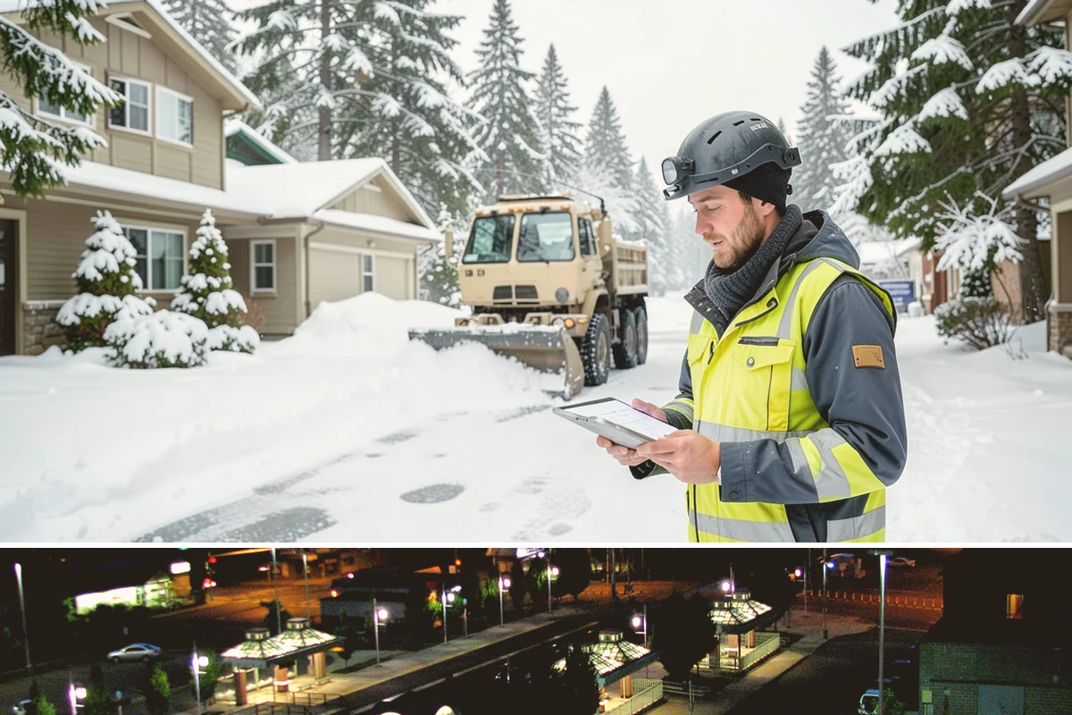 Industrial Snow Removal in Auburn, King County, WA - Industrial sites should be covered from late November onward, when the first hard freeze can lock up large yards overnight.