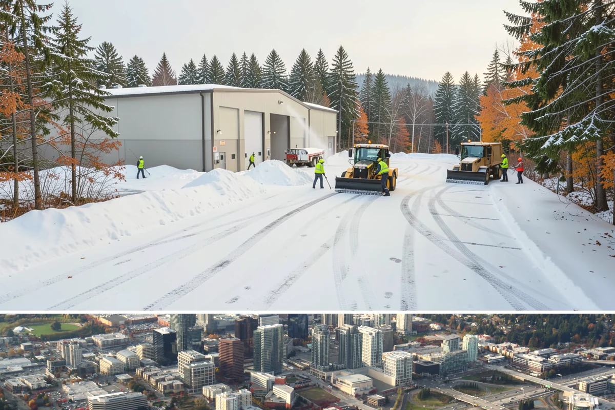 Industrial Snow Removal in Bellevue, King County, WA - Industrial sites should be covered from late November onward, when the first hard freeze can lock up large yards overnight.