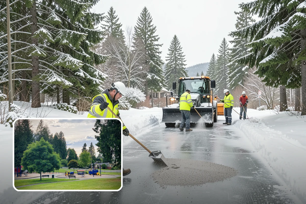 Industrial Snow Removal in Bonney Lake, Pierce County, WA - Clear truck lanes and yard access for freight
