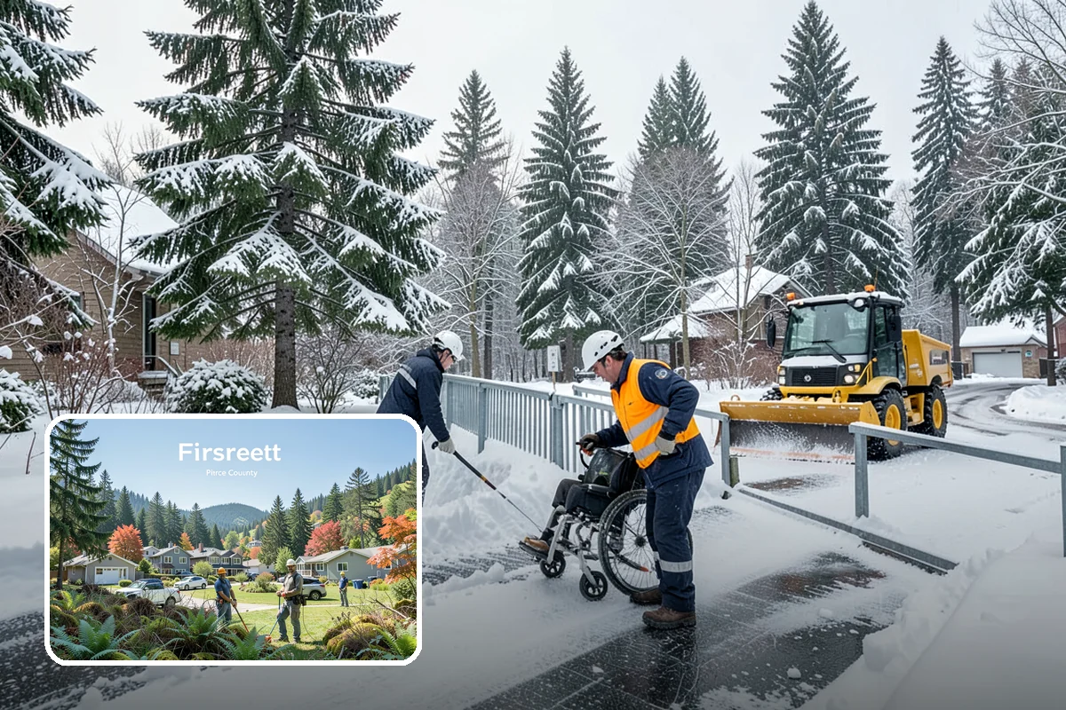 Industrial Snow Removal in Fircrest, Pierce County, WA - Clear truck lanes and yard access for freight