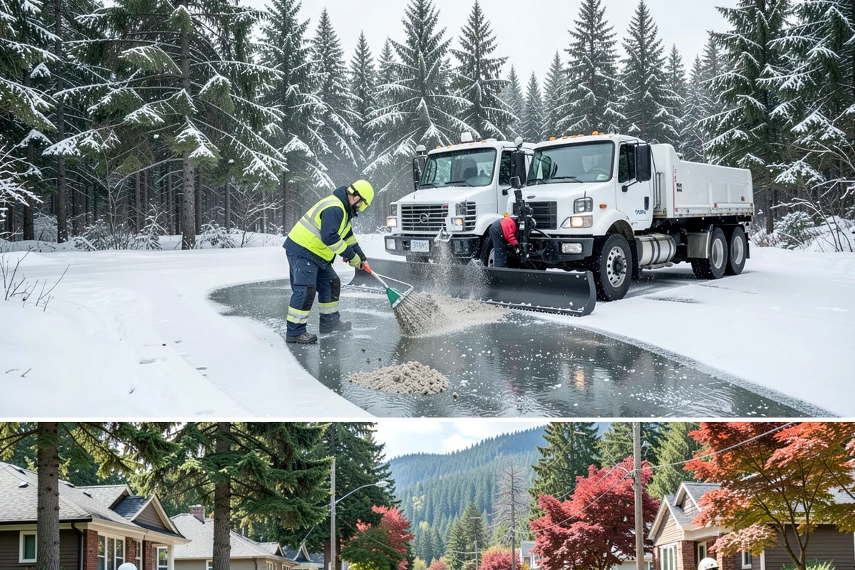 Industrial Snow Removal in Hunts Point, King County, WA - Industrial sites should be covered from late November onward, when the first hard freeze can lock up large yards overnight.