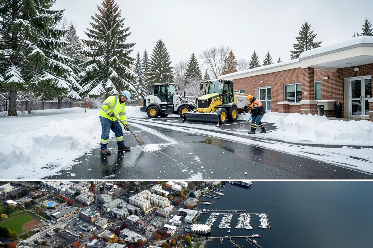 Industrial Snow Removal in Kirkland, King County, WA - Industrial sites should be covered from late November onward, when the first hard freeze can lock up large yards overnight.