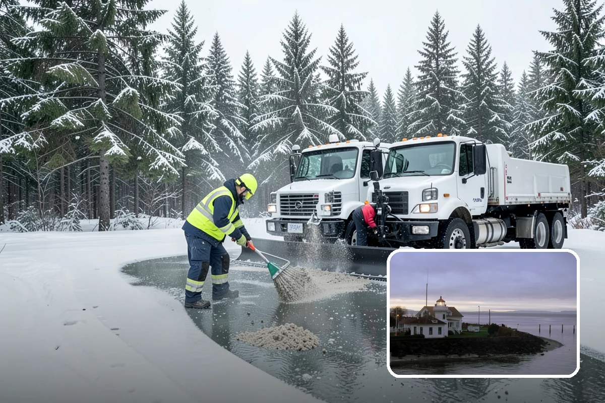 Industrial Snow Removal in Mukilteo, Snohomish County, WA - Clear truck lanes and yard access for freight