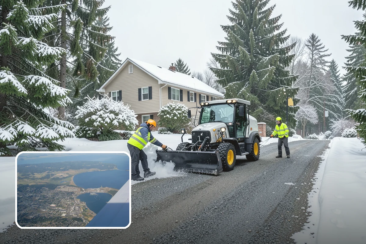 Industrial Snow Removal in Oak Harbor, Island County, WA - Clear truck lanes and yard access for freight