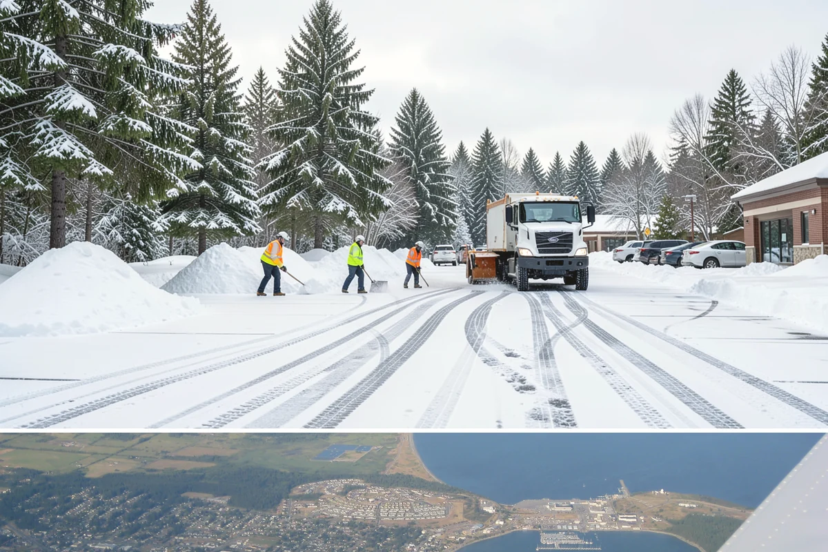 Industrial Snow Removal in Oak Harbor, Island County, WA - Industrial sites should be covered from late November onward, when the first hard freeze can lock up large yards overnight.
