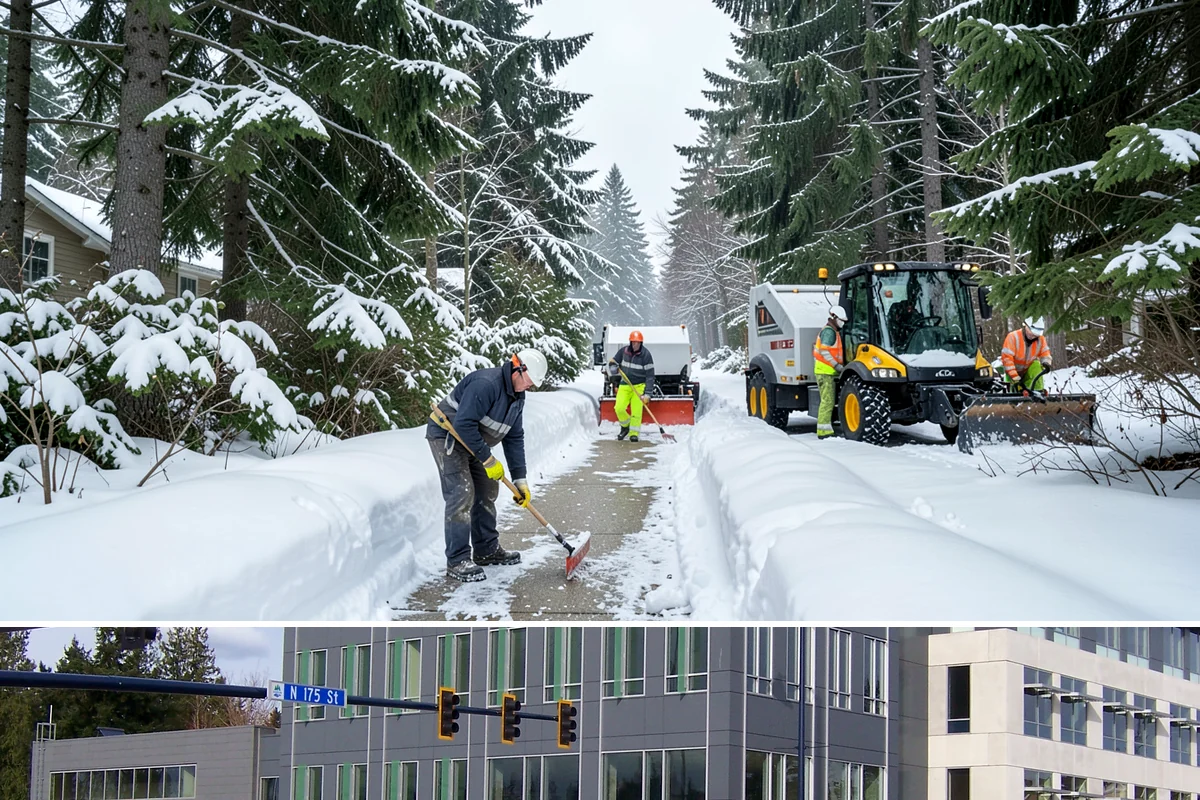 Industrial Snow Removal in Shoreline, King County, WA - Industrial sites should be covered from late November onward, when the first hard freeze can lock up large yards overnight.