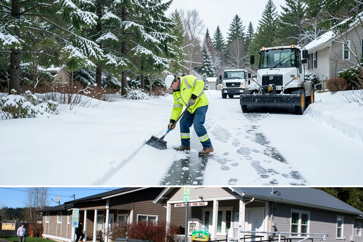 Industrial Snow Removal in South Prairie, Pierce County, WA - Industrial sites should be covered from late November onward, when the first hard freeze can lock up large yards overnight.