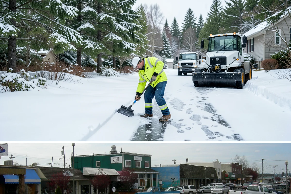 Industrial Snow Removal in Stanwood, Snohomish County, WA - Industrial sites should be covered from late November onward, when the first hard freeze can lock up large yards overnight.