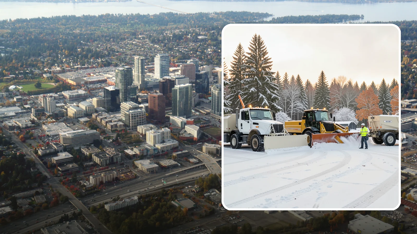 Large Equipment Snow Removal in Bellevue, King County, WA - Our large equipment fleet takes on major commercial and industrial sites with heavy, sustained snow needs.