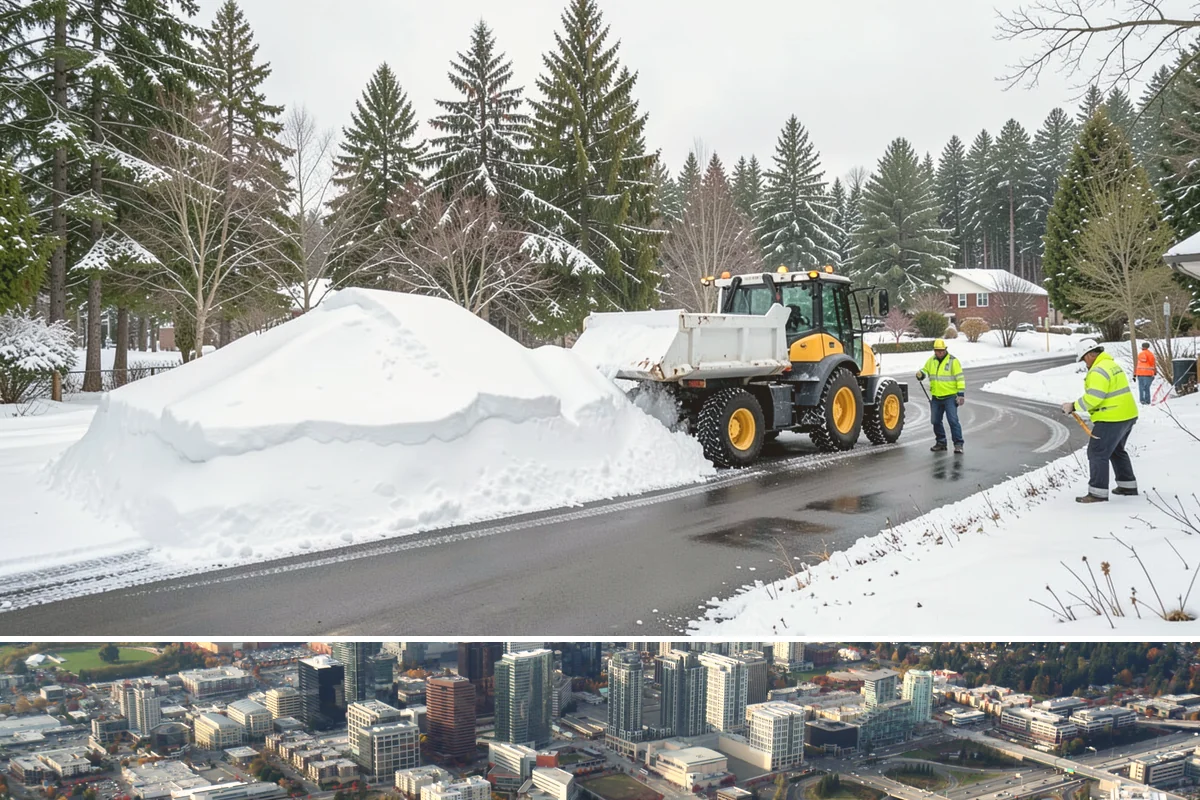Large Equipment Snow Removal in Bellevue, King County, WA - Large-scale clearing is most critical during major storms in January and February.