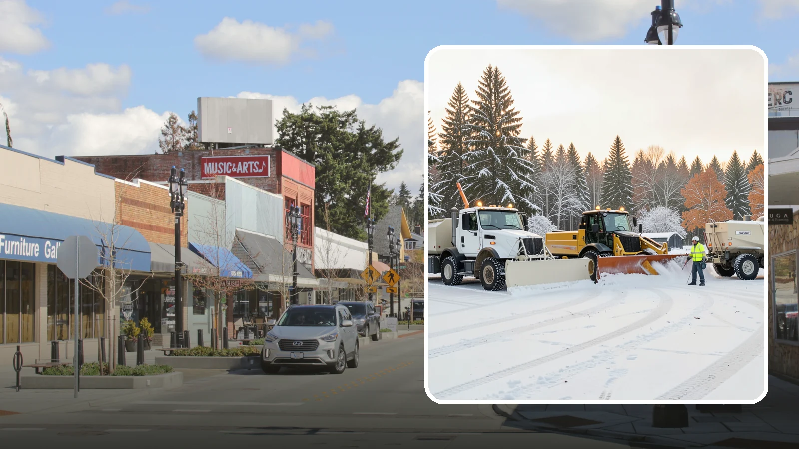 Large Equipment Snow Removal in Bothell, King County, WA - Our large equipment fleet takes on major commercial and industrial sites with heavy, sustained snow needs.