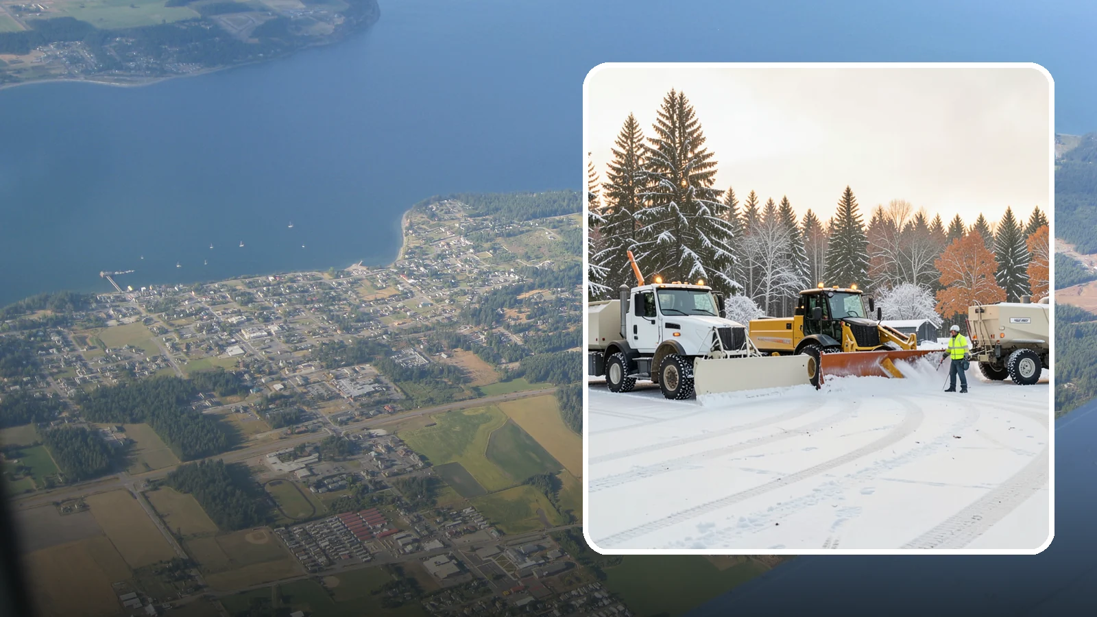 Large Equipment Snow Removal in Coupeville, Island County, WA - Our large equipment fleet takes on major commercial and industrial sites with heavy, sustained snow needs.