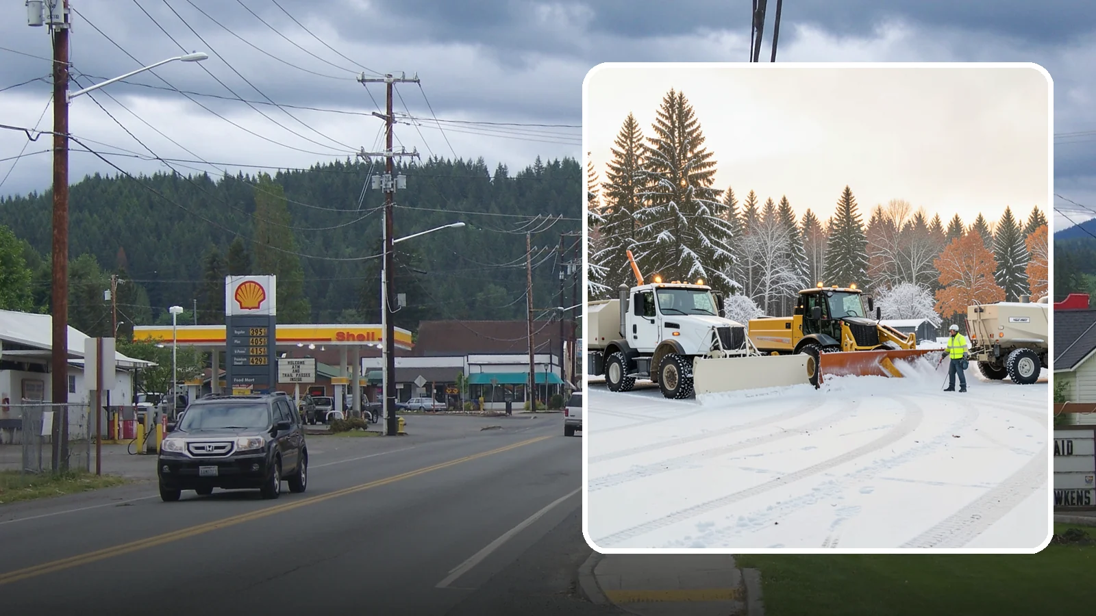 Large Equipment Snow Removal in Granite Falls, Snohomish County, WA - Our large equipment fleet takes on major commercial and industrial sites with heavy, sustained snow needs.