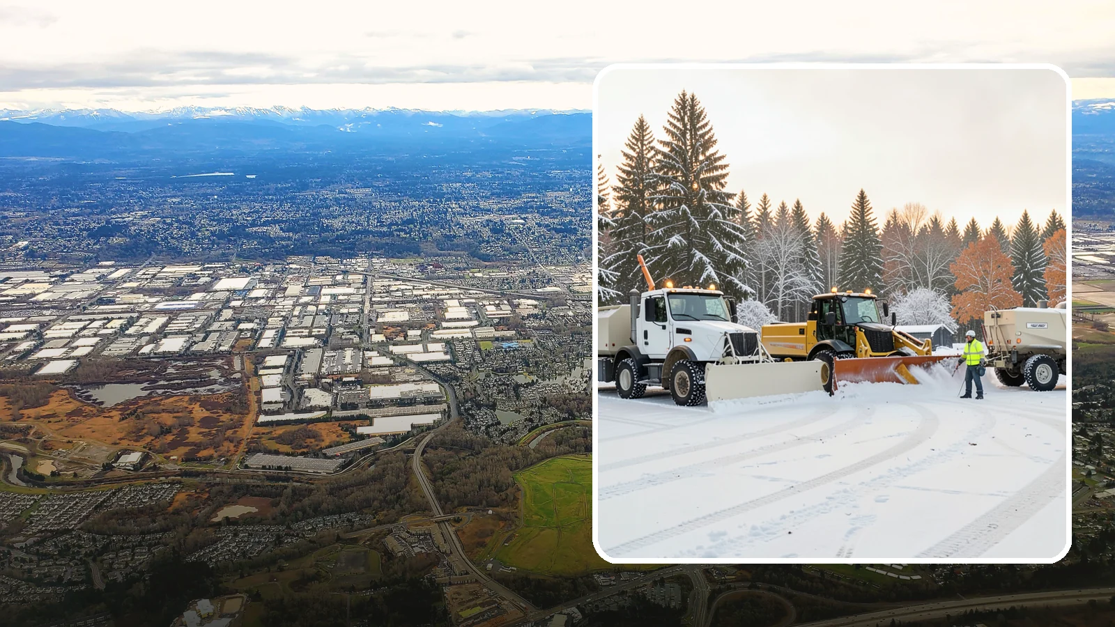 Large Equipment Snow Removal in Kent, King County, WA - Our large equipment fleet takes on major commercial and industrial sites with heavy, sustained snow needs.