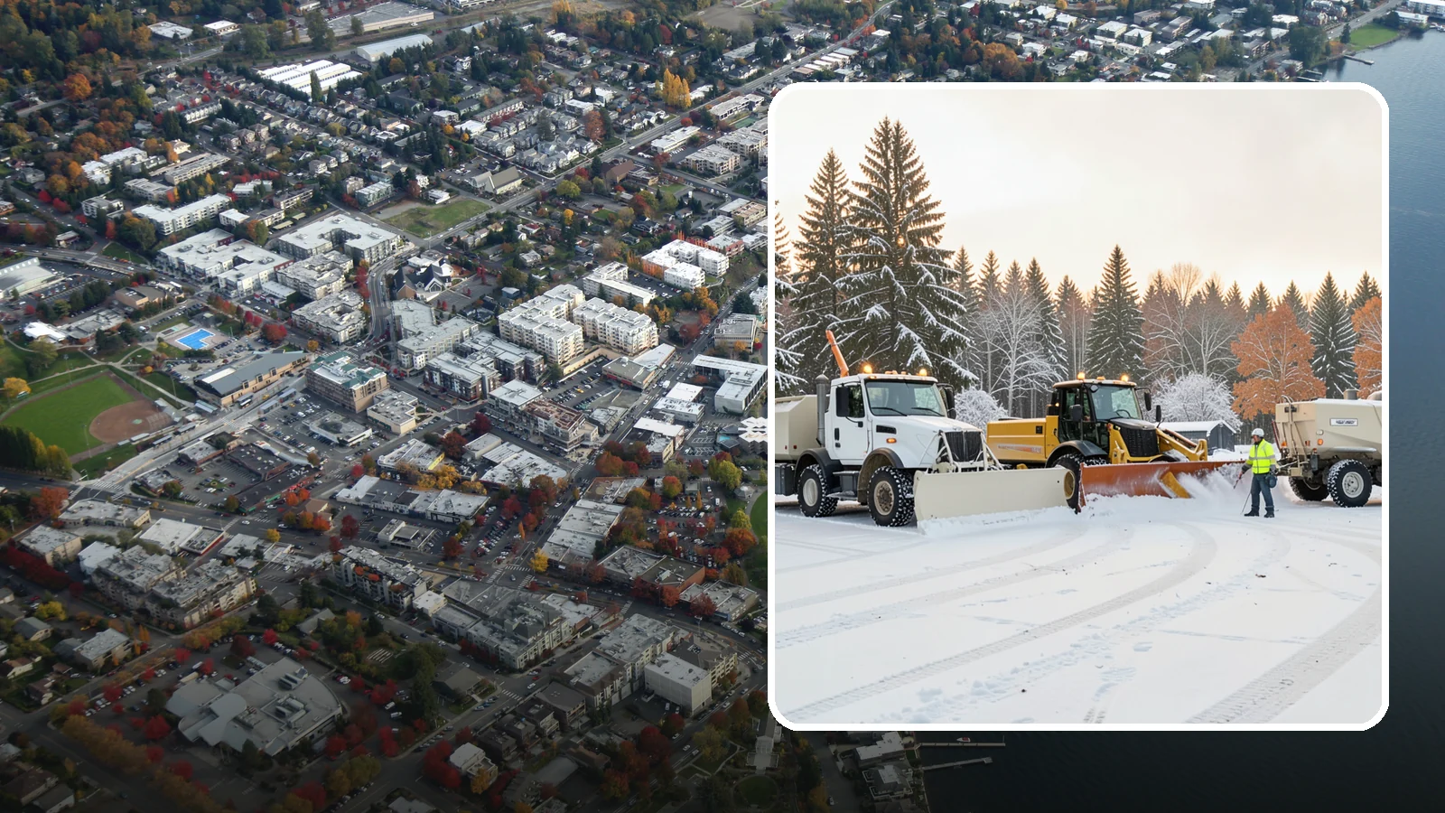 Large Equipment Snow Removal in Kirkland, King County, WA - Our large equipment fleet takes on major commercial and industrial sites with heavy, sustained snow needs.