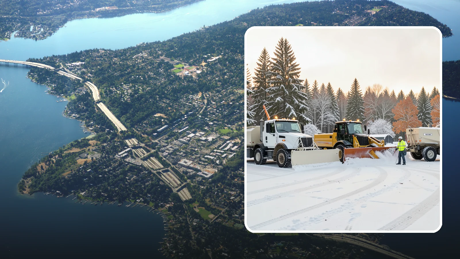 Large Equipment Snow Removal in Mercer Island, King County, WA - Our large equipment fleet takes on major commercial and industrial sites with heavy, sustained snow needs.