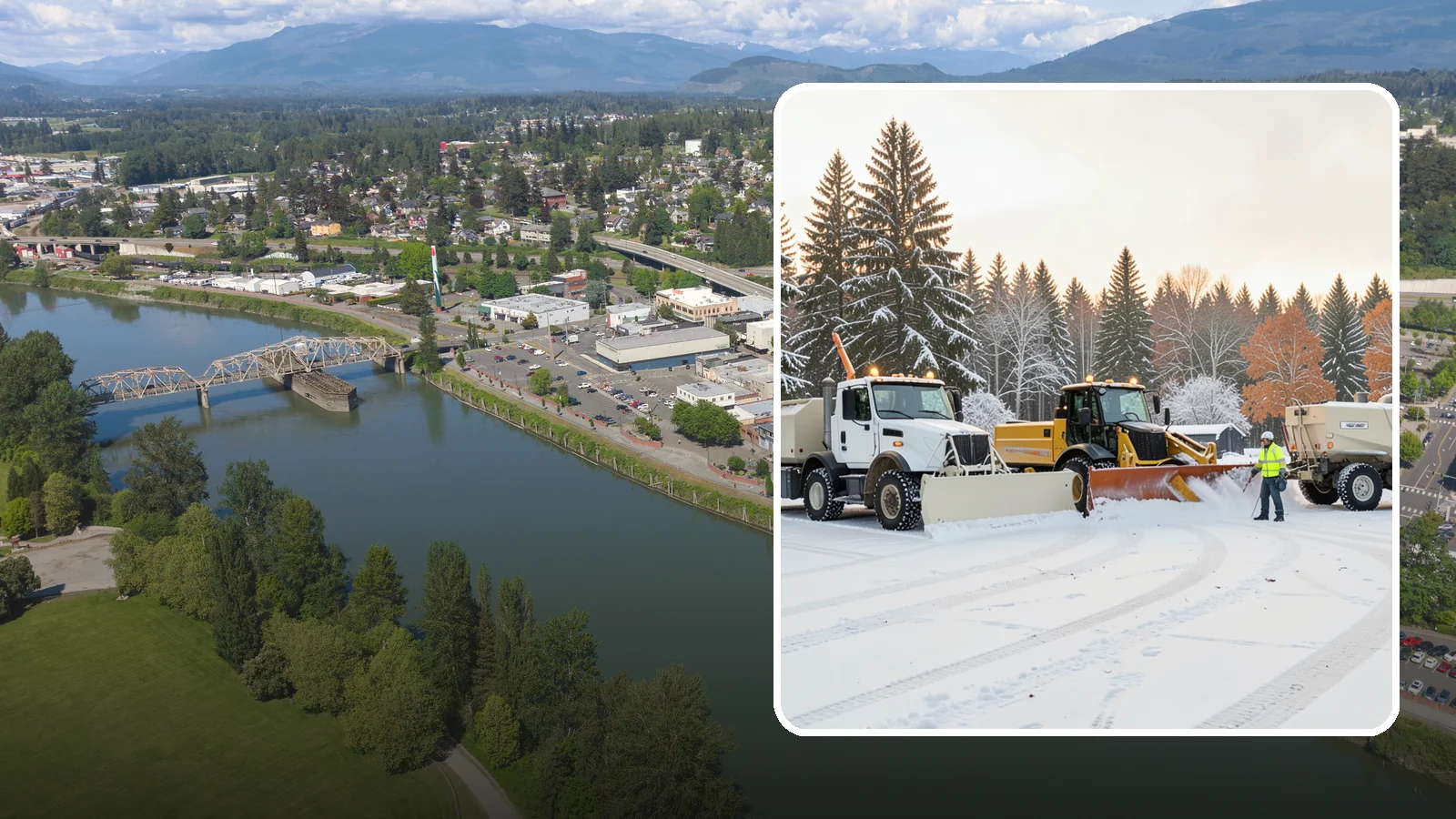 Large Equipment Snow Removal in Mount Vernon, Skagit County, WA - Our large equipment fleet takes on major commercial and industrial sites with heavy, sustained snow needs.
