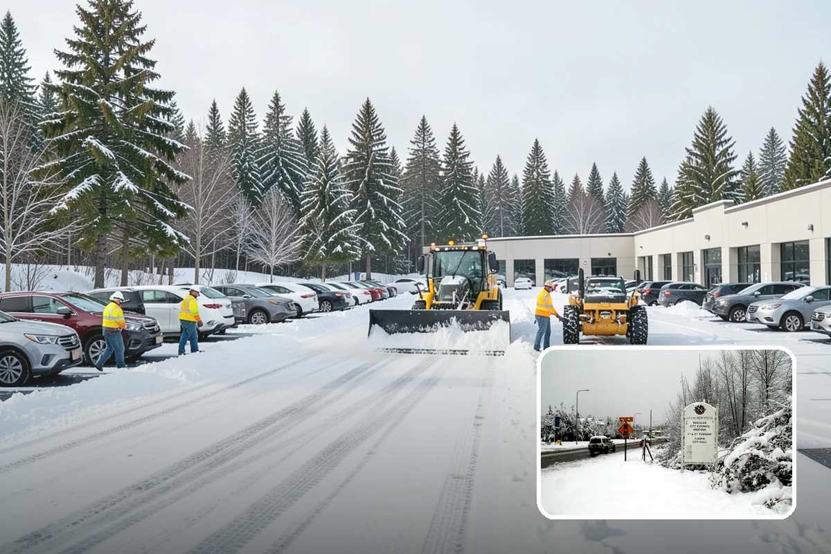 Large Equipment Snow Removal in Newcastle, King County, WA - Scale to clear the largest properties fast