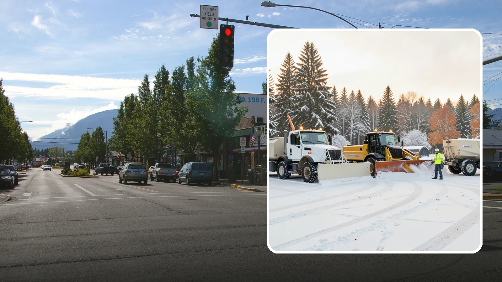 Large Equipment Snow Removal in North Bend, King County, WA - Our large equipment fleet takes on major commercial and industrial sites with heavy, sustained snow needs.