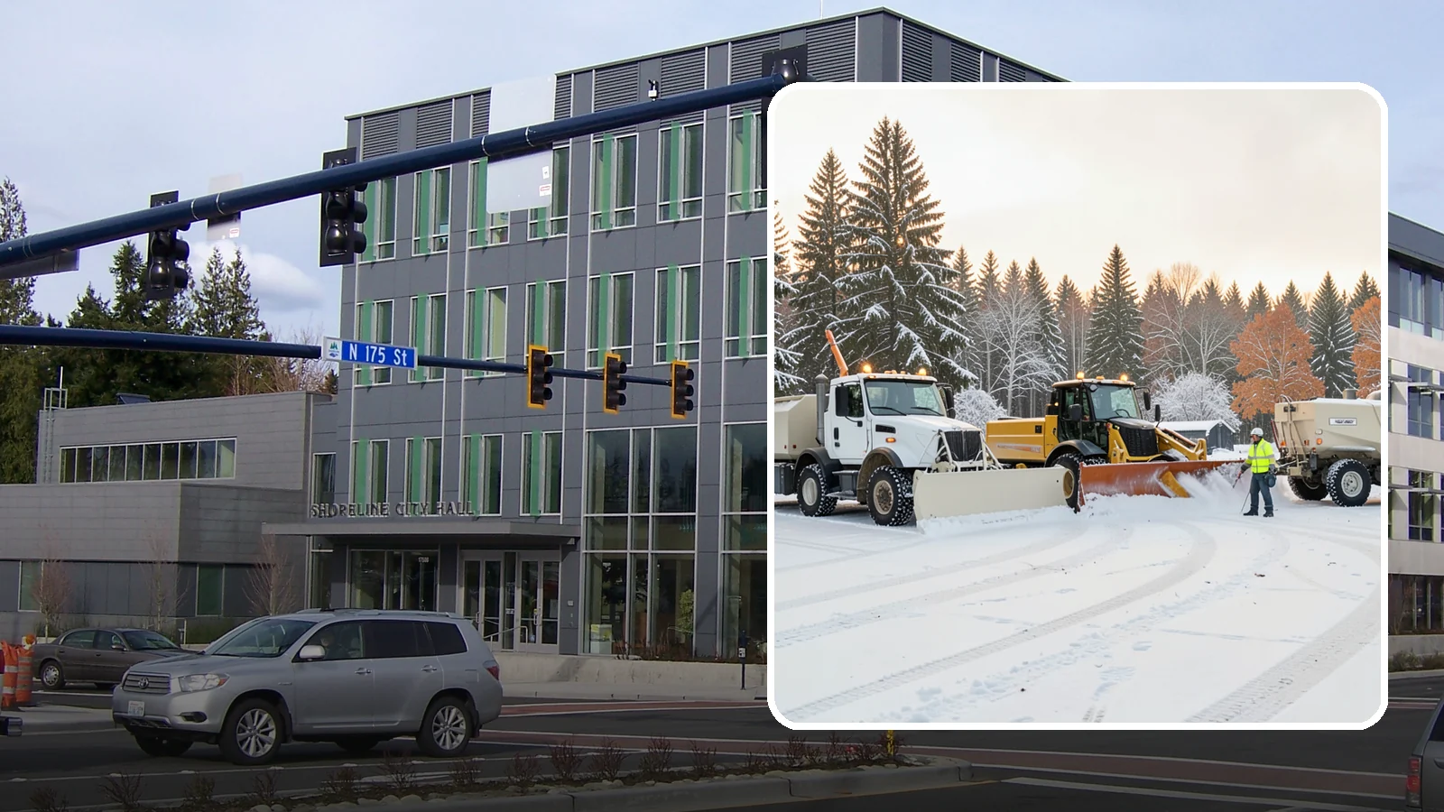 Large Equipment Snow Removal in Shoreline, King County, WA - Our large equipment fleet takes on major commercial and industrial sites with heavy, sustained snow needs.
