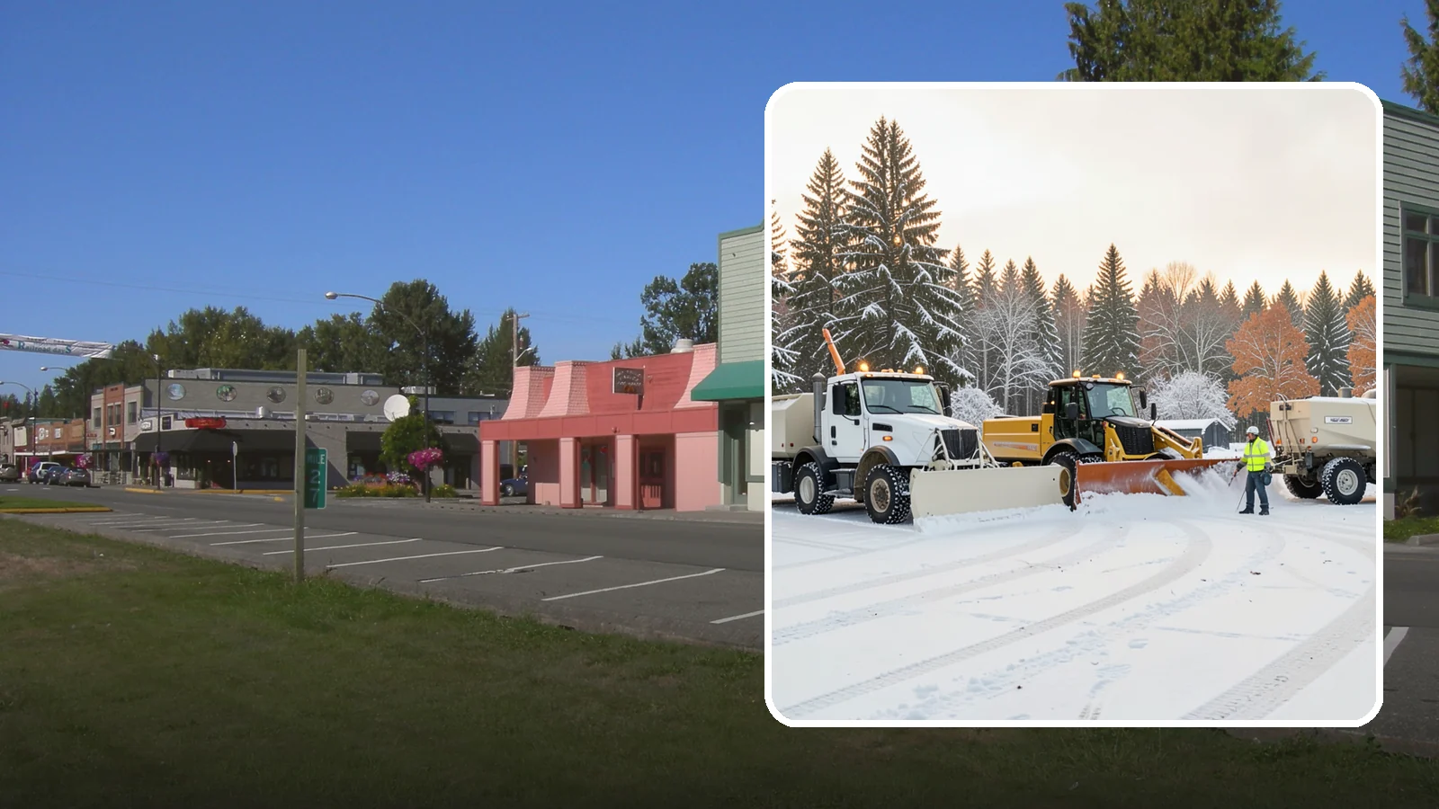 Large Equipment Snow Removal in Snoqualmie, King County, WA - Our large equipment fleet takes on major commercial and industrial sites with heavy, sustained snow needs.