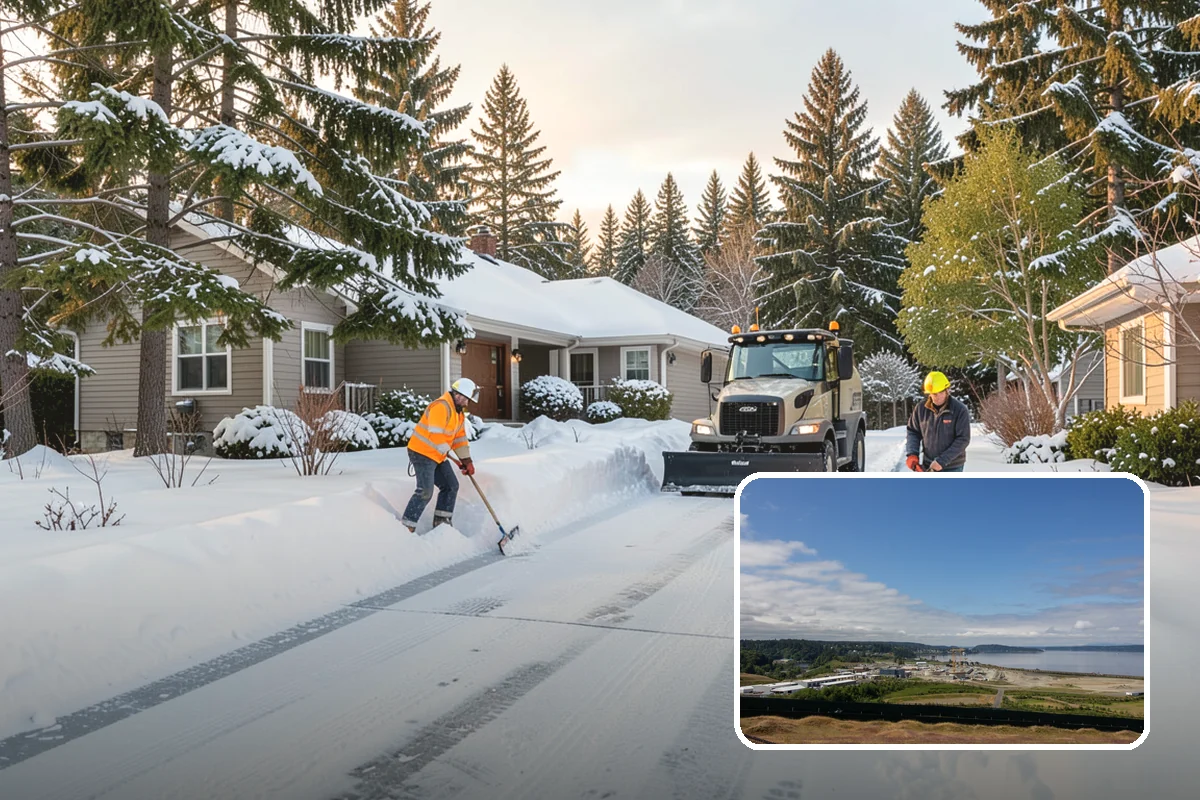 Large Equipment Snow Removal in University Place, Pierce County, WA - Scale to clear the largest properties fast
