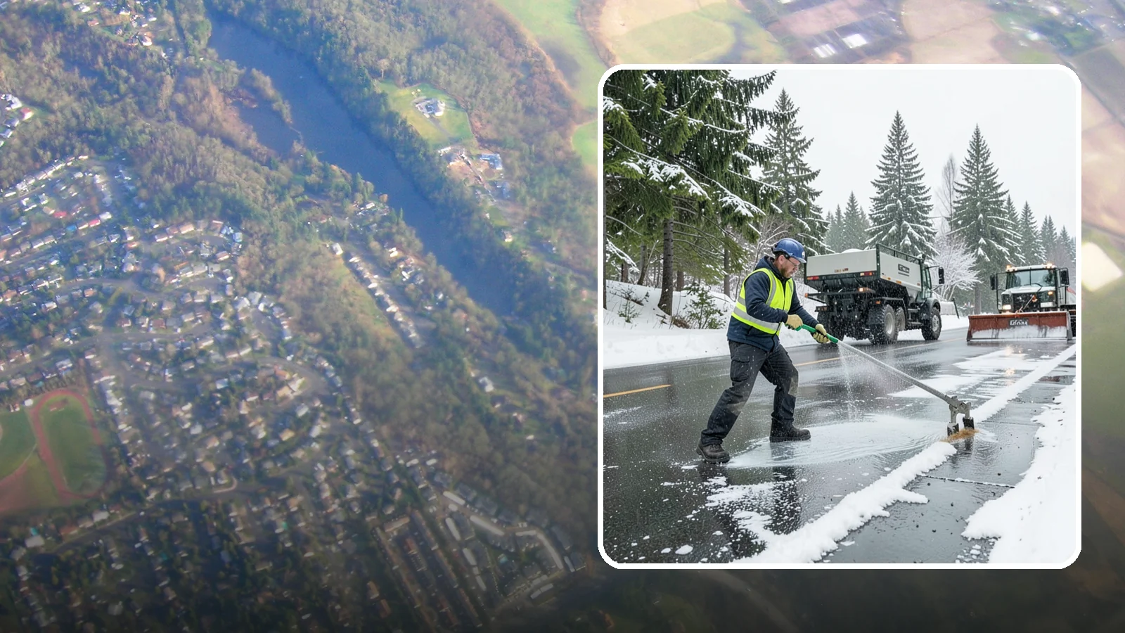 Liquid Deicing in Algona, King County, WA - Liquid deicing sprays brine directly onto pavement for fast, even coverage that resists the wind and rain of coastal winters.