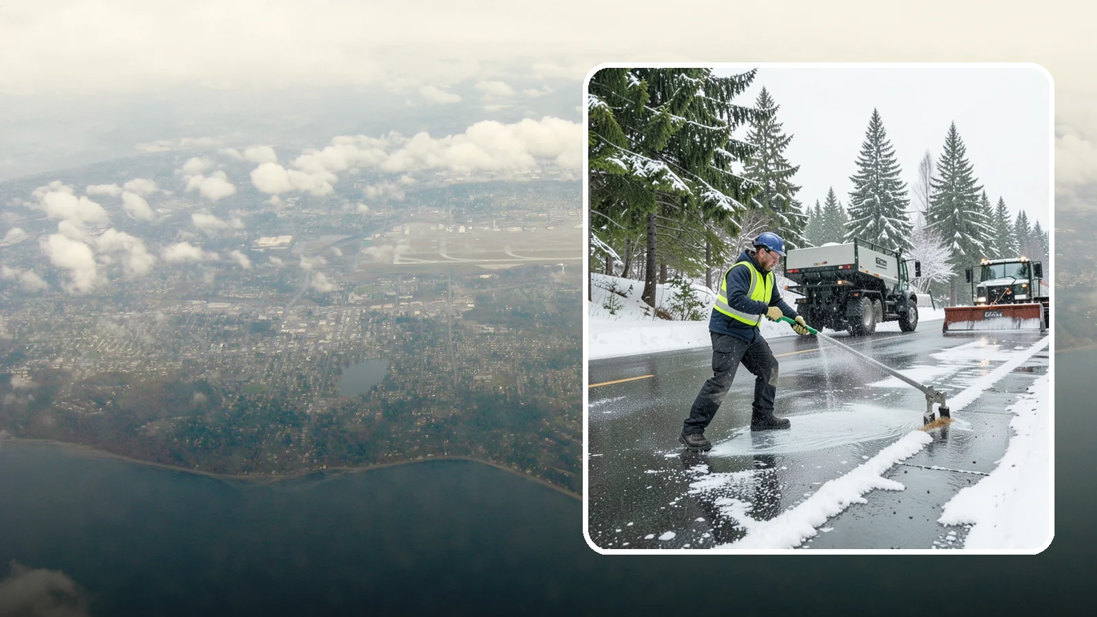 Liquid Deicing in Burien, King County, WA - Liquid deicing sprays brine directly onto pavement for fast, even coverage that resists the wind and rain of coastal winters.