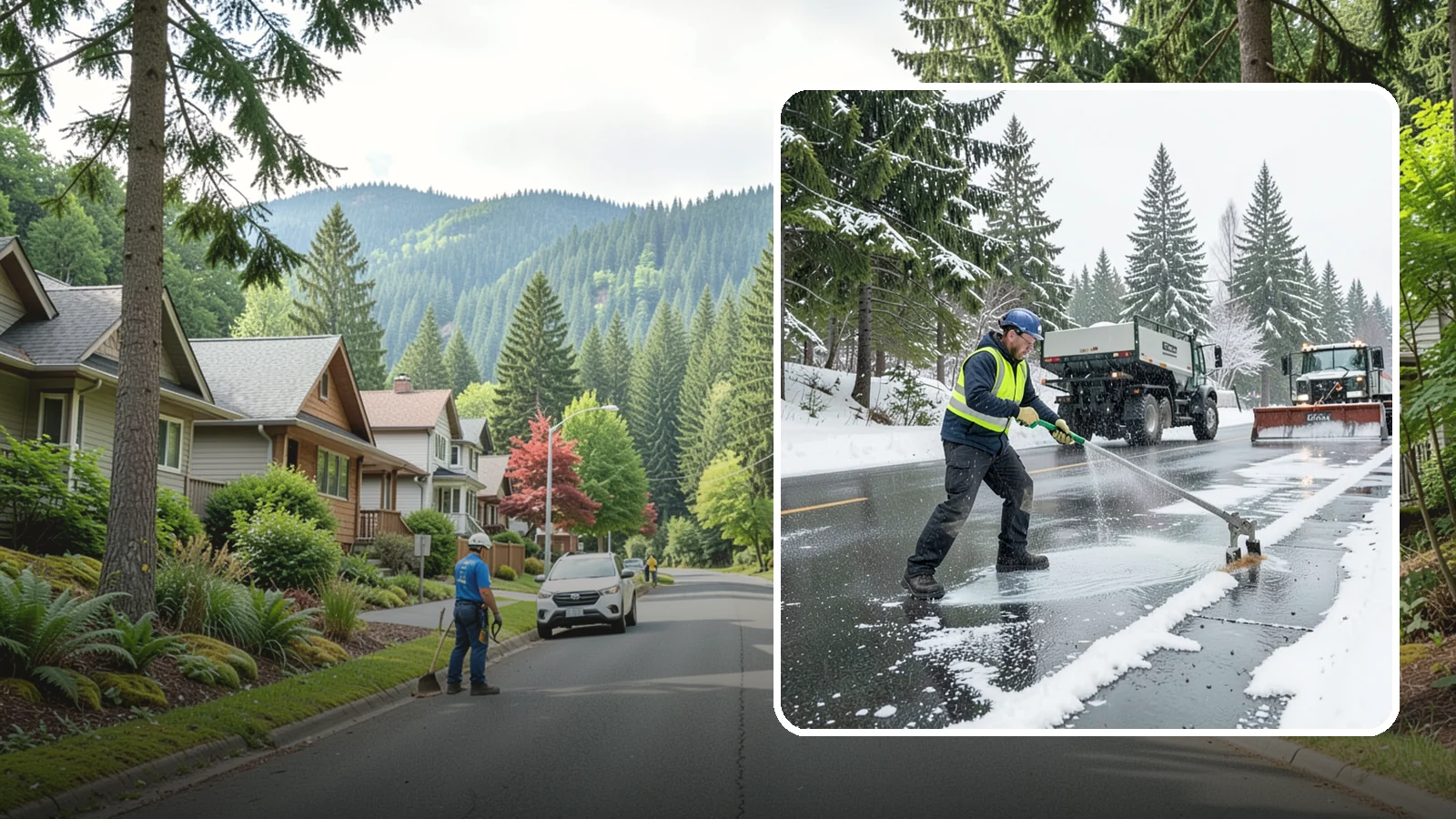 Liquid Deicing in Darrington, Snohomish County, WA - Liquid deicing sprays brine directly onto pavement for fast, even coverage that resists the wind and rain of coastal winters.