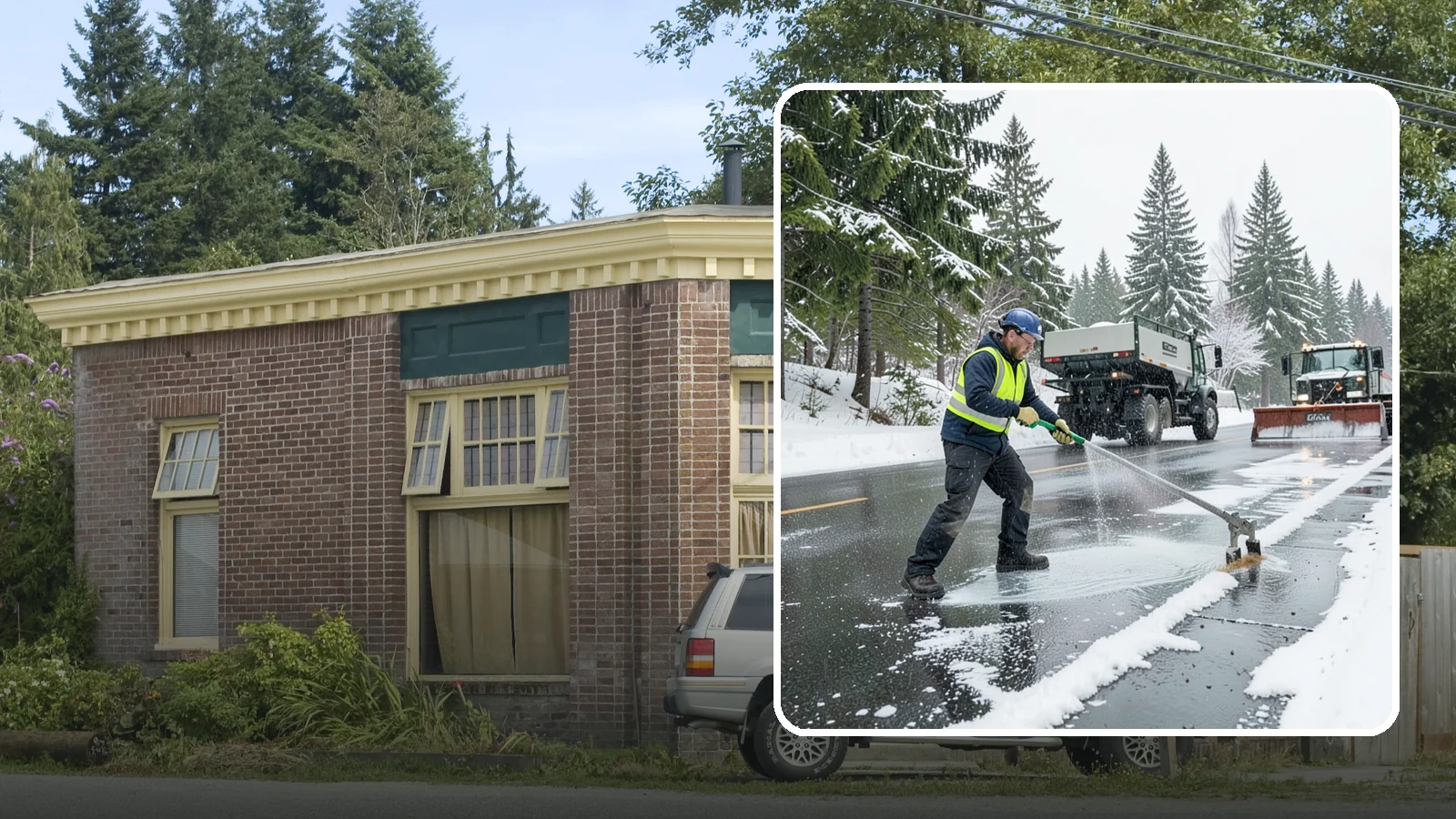Liquid Deicing in Hamilton, Skagit County, WA - Liquid deicing sprays brine directly onto pavement for fast, even coverage that resists the wind and rain of coastal winters.