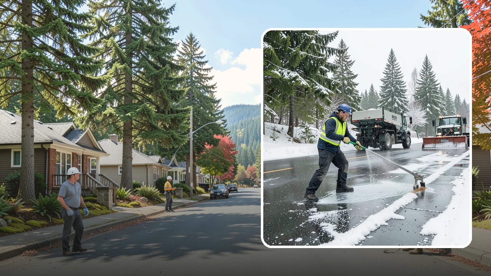 Liquid Deicing in Hunts Point, King County, WA - Liquid deicing sprays brine directly onto pavement for fast, even coverage that resists the wind and rain of coastal winters.
