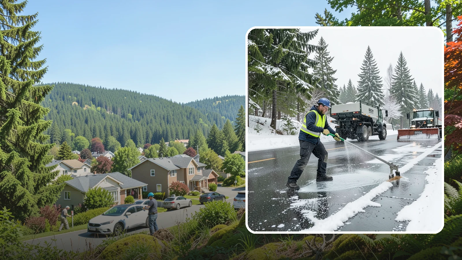 Liquid Deicing in Index, Snohomish County, WA - Liquid deicing sprays brine directly onto pavement for fast, even coverage that resists the wind and rain of coastal winters.