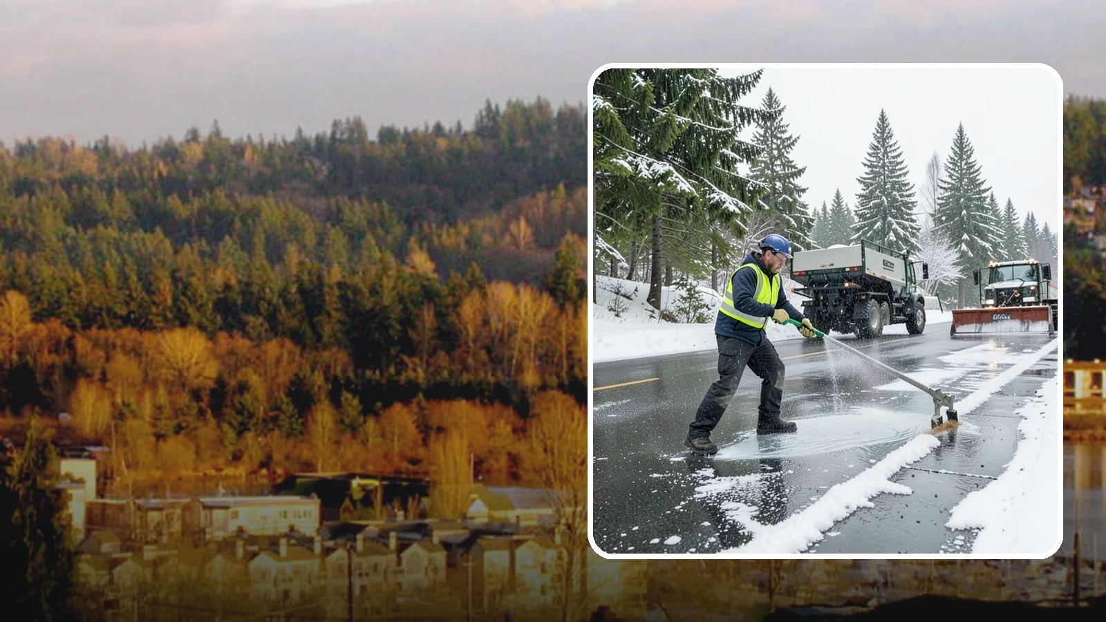 Liquid Deicing in Kenmore, King County, WA - Liquid deicing sprays brine directly onto pavement for fast, even coverage that resists the wind and rain of coastal winters.