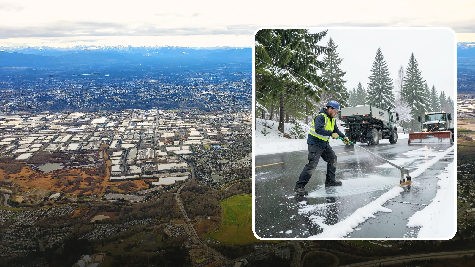 Liquid Deicing in Kent, King County, WA - Liquid deicing sprays brine directly onto pavement for fast, even coverage that resists the wind and rain of coastal winters.