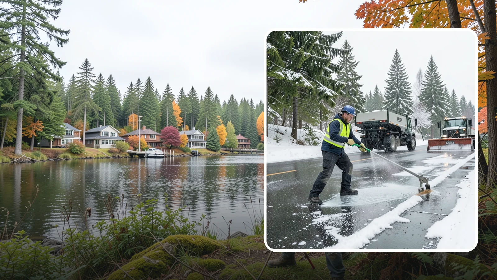 Liquid Deicing in La Conner, Skagit County, WA - Liquid deicing sprays brine directly onto pavement for fast, even coverage that resists the wind and rain of coastal winters.
