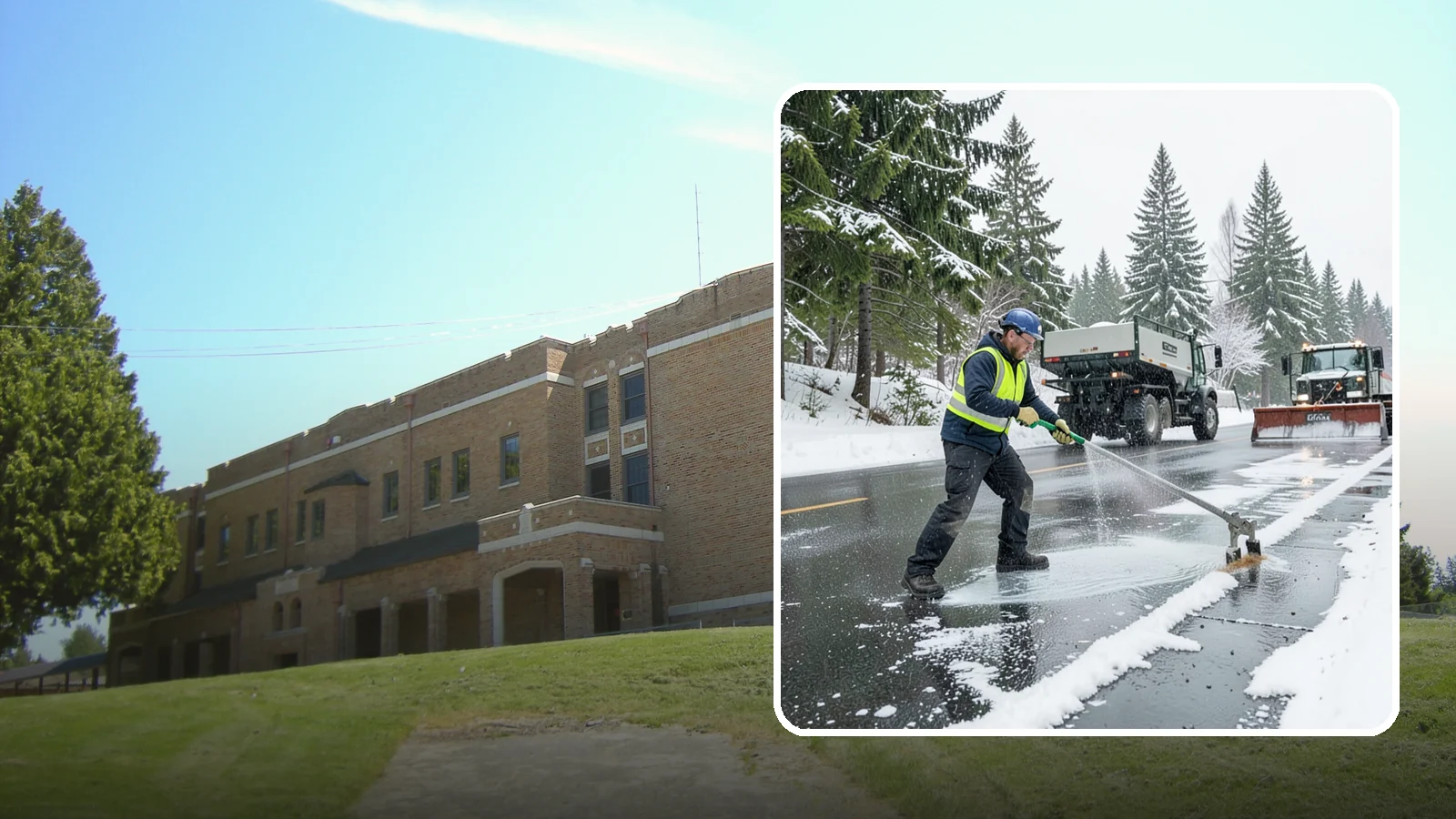 Liquid Deicing in Maple Valley, King County, WA - Liquid deicing sprays brine directly onto pavement for fast, even coverage that resists the wind and rain of coastal winters.