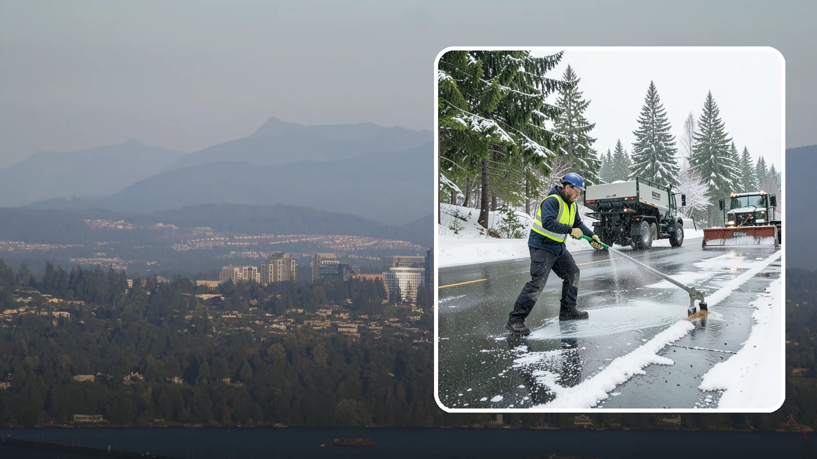 Liquid Deicing in Medina, King County, WA - Liquid deicing sprays brine directly onto pavement for fast, even coverage that resists the wind and rain of coastal winters.