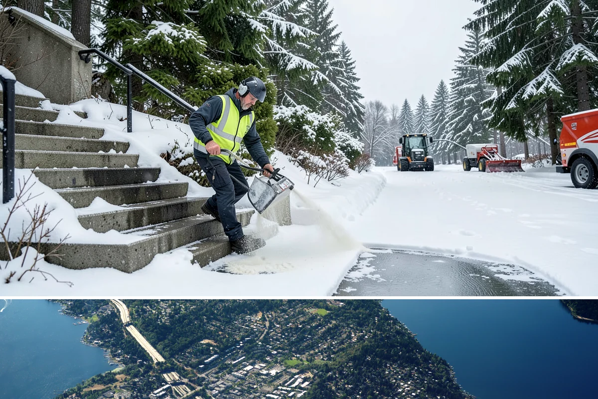 Liquid Deicing in Mercer Island, King County, WA - Liquid deicing is ideal from November through February, especially as a pretreatment before the wet, windy freeze events common...