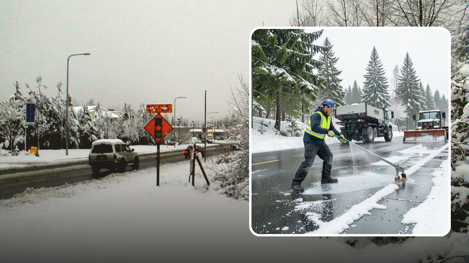 Liquid Deicing in Newcastle, King County, WA - Liquid deicing sprays brine directly onto pavement for fast, even coverage that resists the wind and rain of coastal winters.
