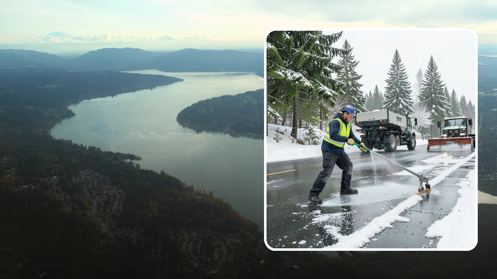 Liquid Deicing in Sammamish, King County, WA - Liquid deicing sprays brine directly onto pavement for fast, even coverage that resists the wind and rain of coastal winters.