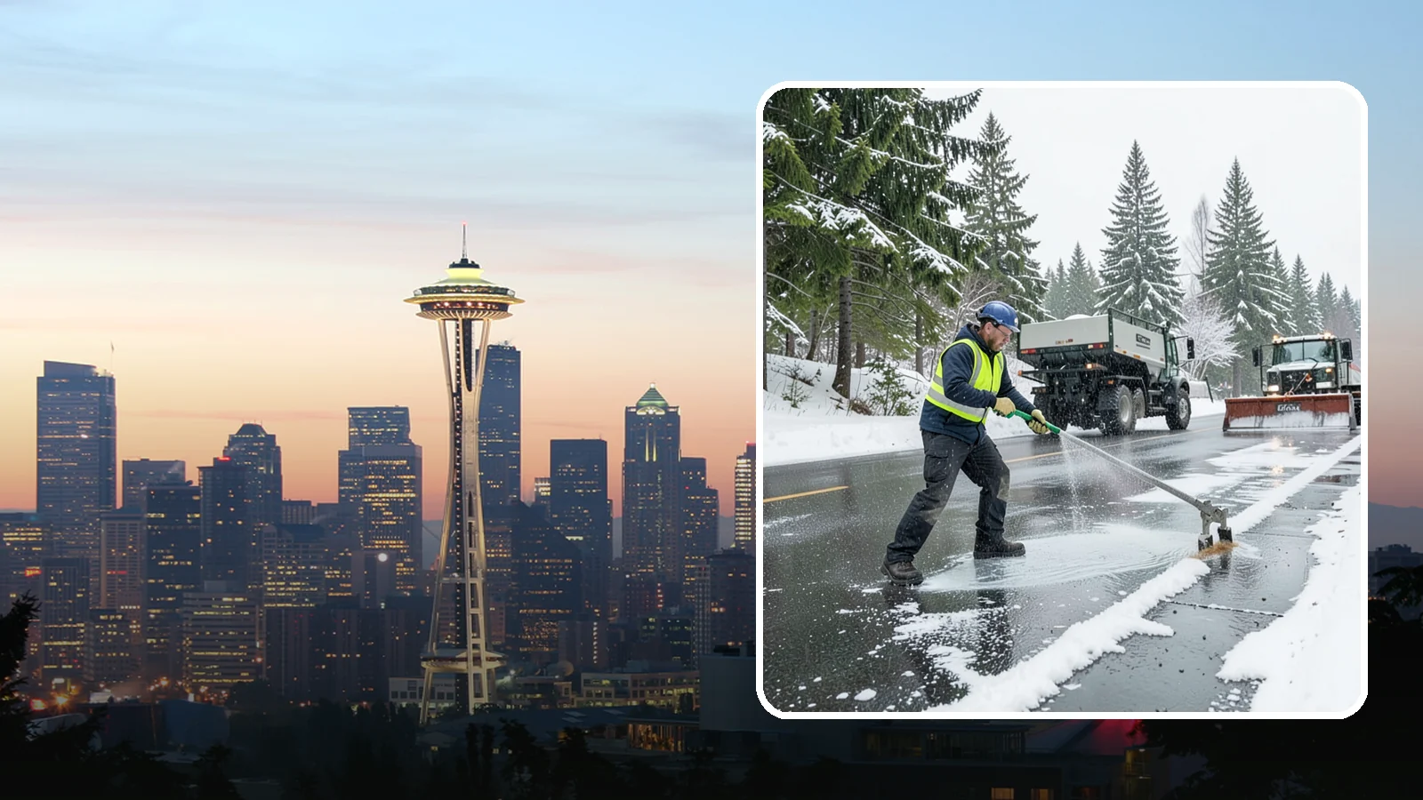 Liquid Deicing in Seattle, King County, WA - Liquid deicing sprays brine directly onto pavement for fast, even coverage that resists the wind and rain of coastal winters.